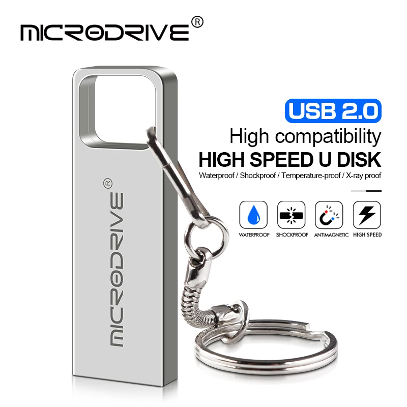Водонепроницаемый usb флеш-накопитель 4 GB/8 GB/16 GB/32 GB/64 GB металлическая карта pendrive карта памяти приводы u диск Media Player с кольцом для ключей