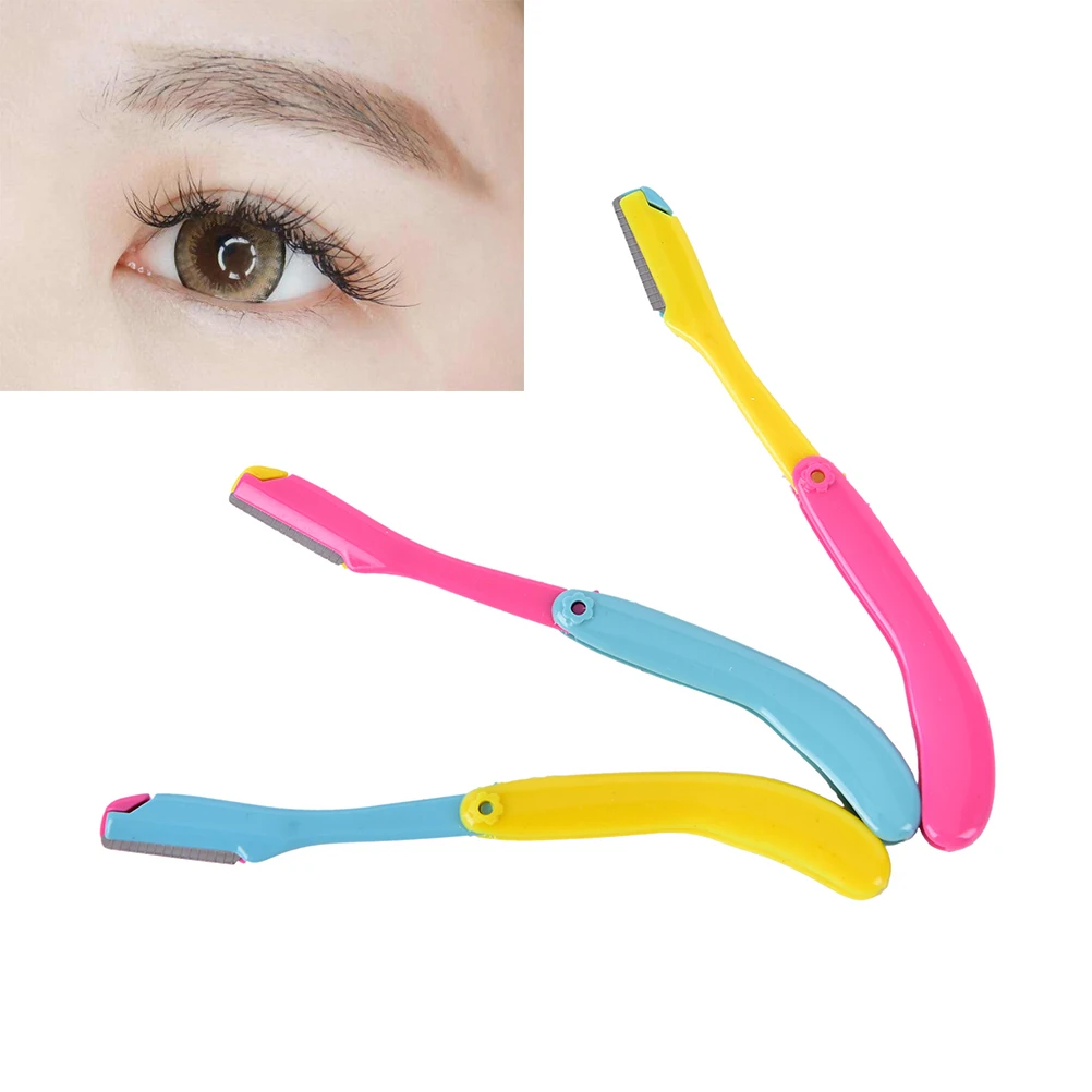 3PCS Foldable Eyebrow Trimmer Eye Brow Shaping Facial Hair Remover Sharp Knife Blade For Women New