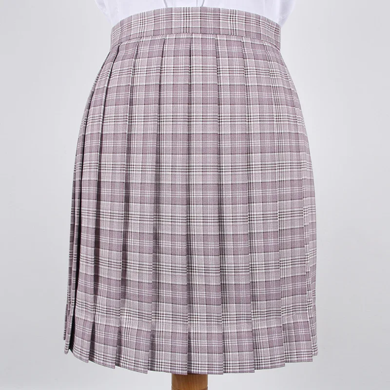 Skirt Форма Плиссированные Юбки JK Форма юбка молодая девушка, студентка с завышенной талией, фиолетового и белого цвета в винтажном клетчатая обувь в японском стиле Харадзюку на Стиль юбка - Цвет: Skirt