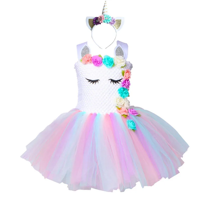 Г.; платья для девочек с единорогом; праздничное платье-пачка принцессы для девочек; карнавальный костюм принцессы с цветочным рисунком для дня рождения; Одежда для девочек; платье