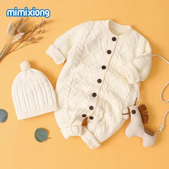 

Newborn Infant Baby Weave Knitted Long Sleeve Romper Jumpsuit Outfits warm soft Clothes