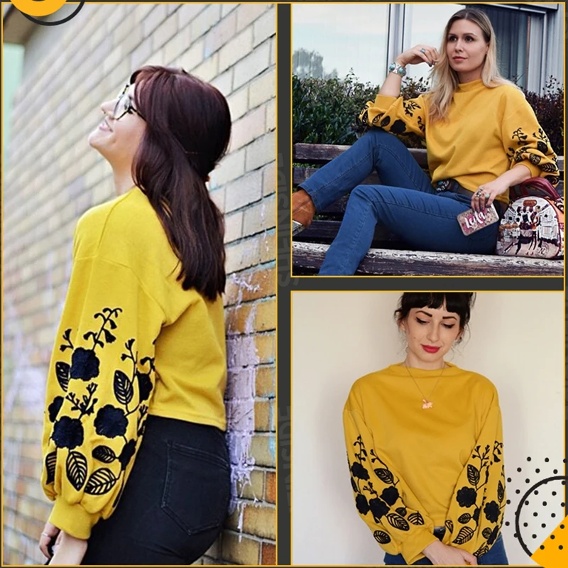 Dotfashion розовый женский пуловер с цветочной вышивкой на плече, повседневный осенний свитер с воротником-хомутом