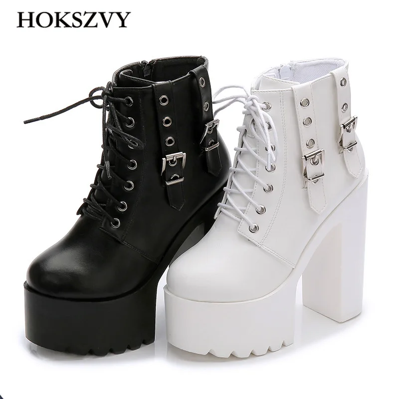 

New 14CM Anwhite Ultra High Heel Short Boots Muffin Waterproof Table with Women's Shoes Walking Heel Martin Boots ZYW-659-10