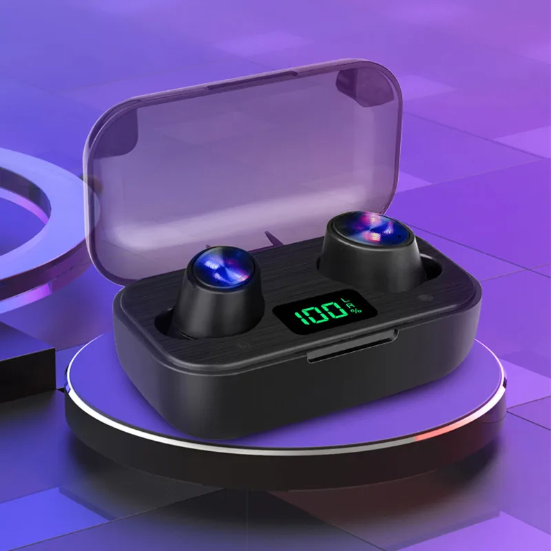Беспроводные наушники Bluetooth v5.0 HIFI звуковая гарнитура Led-дисплей мини 2000 мАч