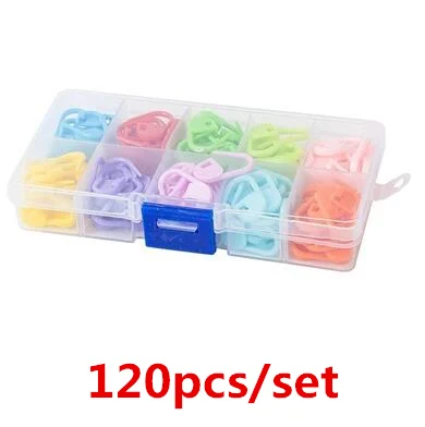B 120pcs 120 шт.-80 шт. пластиковые цветные крючки для вязания крючком с защелкой, маркеры для стежков, зажимы для игл, аксессуары для вязания крючком, швейные инструменты - Цвет: B 120pcs