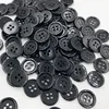 50pcs 11/15/18/20/25/30mm Black Color Overcoat Plastic Button 4 holes Craft Sewing PT251 5
