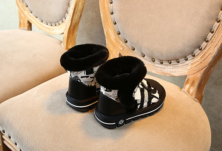 winter new children's casual shoes soft bottom plus velvet warm and comfortable 1-8 years old snow boots genuine leather