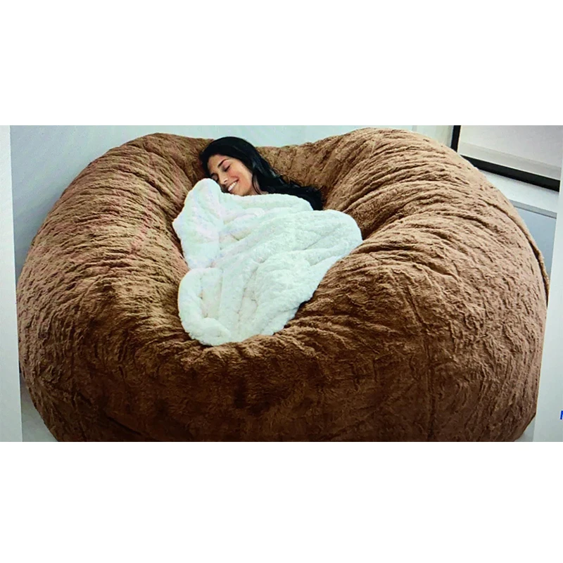 7ft Bean Bag Chair, Giant Soft Fluffy Faux Fur Bean Bag Cover Washable  Jumbo Bean Bag Sofa Chair - XXL Sack Chair for Dorm, Family Room(Only  Cover, No