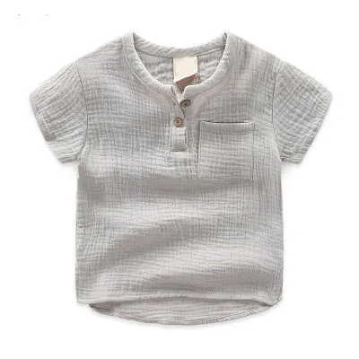 qiangrey Girls Tops kids summer Clothes cotton tshirts children t-shirts for baby boys short sleeve t shirts solid linen beachwear - Цвет: qiangrey