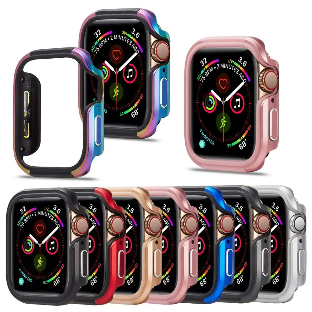 

TPU+Aluminium Alloy Cases For Apple Watch 5 40/44mm Watch Bumper Cover Protector For iWatch Series 4 44mm 40mm Watch Accessories