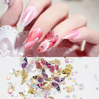 

1BOX 3D Metal Glitter Butterfly Decoration Nails Rhinestones Butterfly Golden Alloy Jewelry Nail Accessories Nail Art Decoration