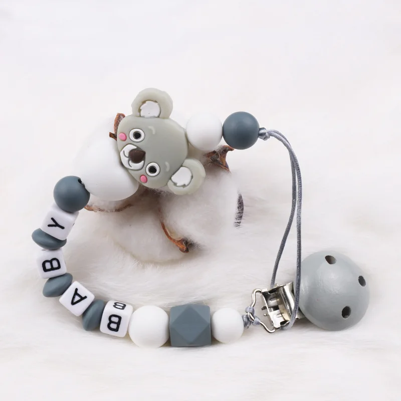 Cut Price Chain Pacifier-Clips Bead Newborn Baby Silicone Name Koala Gift Sucette Molar Customized EN1OmkODk