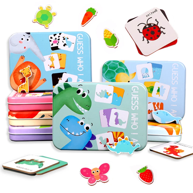 

New Baby Wooden Pattern Animal Dinosaur Jigsaw Puzzle Colorful Tangram Toy Kids Montessori Early Education Sorting Games Toys