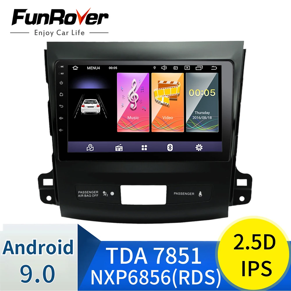 Funrover 2.5D + IPS android 9,0 2 din dvd del coche para