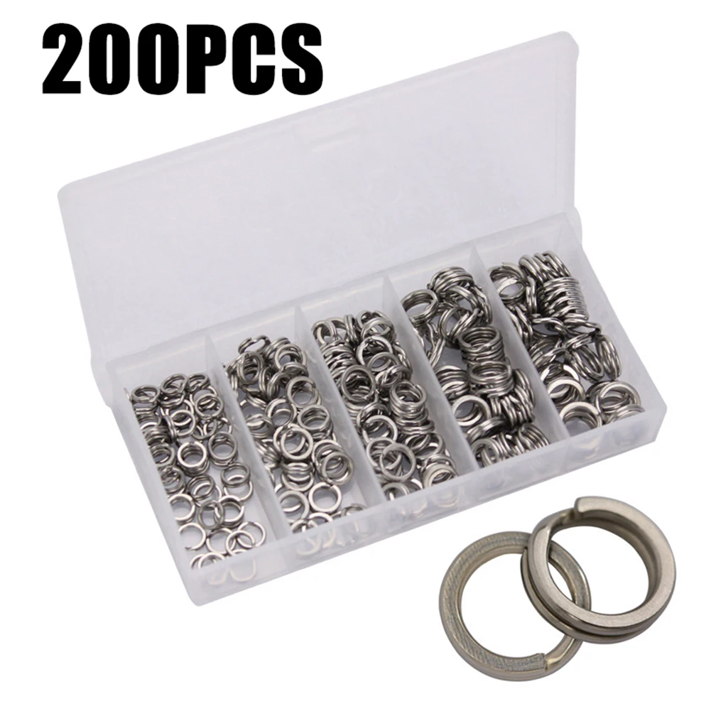 

200Pcs/set Stainless Steel Rings Wire Split Ring Strong Fishing Connectors