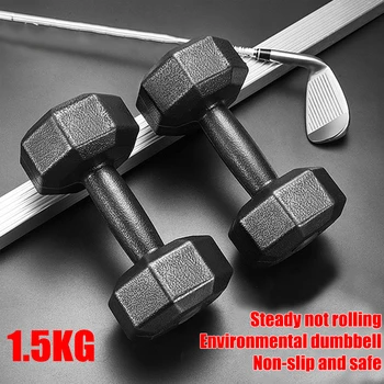 

1.5KG Dumbbell Single Sports Strength Training Muscle Black Octagonal Dumbbell Barbell Solid Bodybuilding Home Gym Equipment