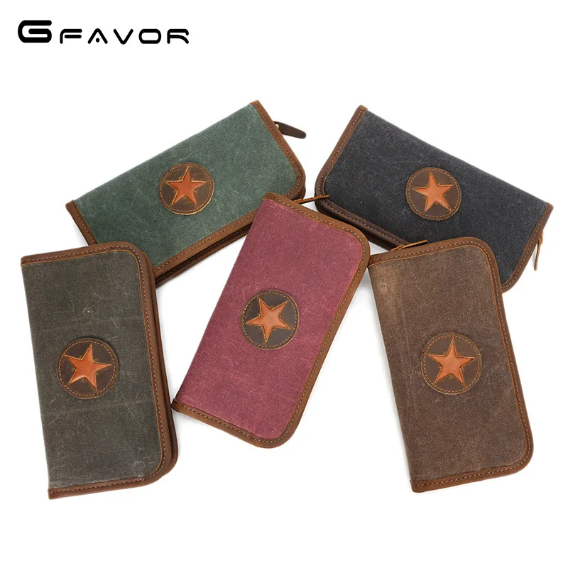 

SOURCE Canvas Long Wallet Men's Handmade Zipper Waterproof Wallet Clutch Retro Men's Bag