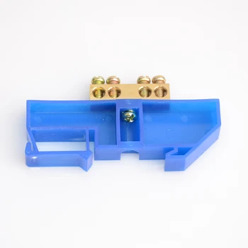 

1Pcs Blue Screw Brass Din Rail Terminal Block Earth and Neutral Blocks 4Way Distribution box terminal strip