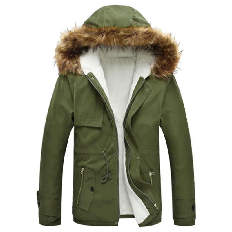 Army green Chtengiber/зимняя парка; уличная одежда; повседневные плотные куртки с капюшоном; мужская шапка; ветрозащитная модная мужская парка; Пальто с карманами; Casaco Masculino - Цвет: Army green