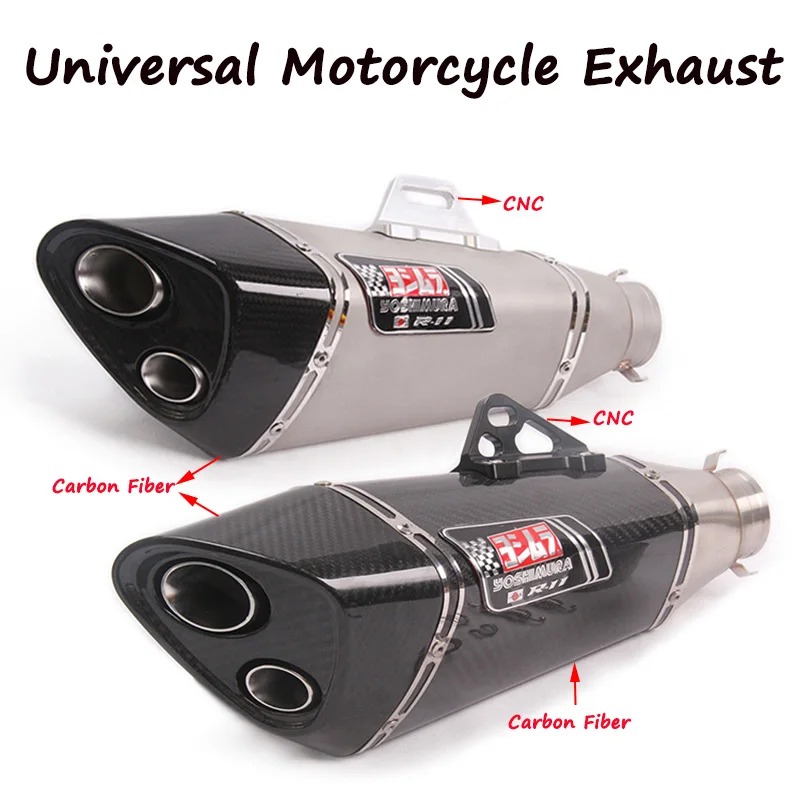 Universal Motorcycle Yoshimura Exhaust Pipe Escape Modified Double holes Muffler For NINJA400 502C CBR250R GSXR250 R25 R6 RC390
