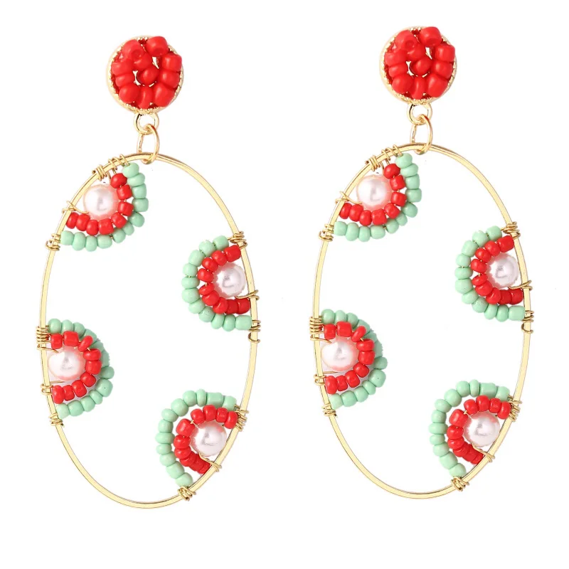 Boho Длинные бусы с кисточкой жемчуг сердце цепь Висячие серьги для женщин винтажные геометрические акриловые большие серьги богемные Ювелирные изделия Подарки - Окраска металла: E972-4