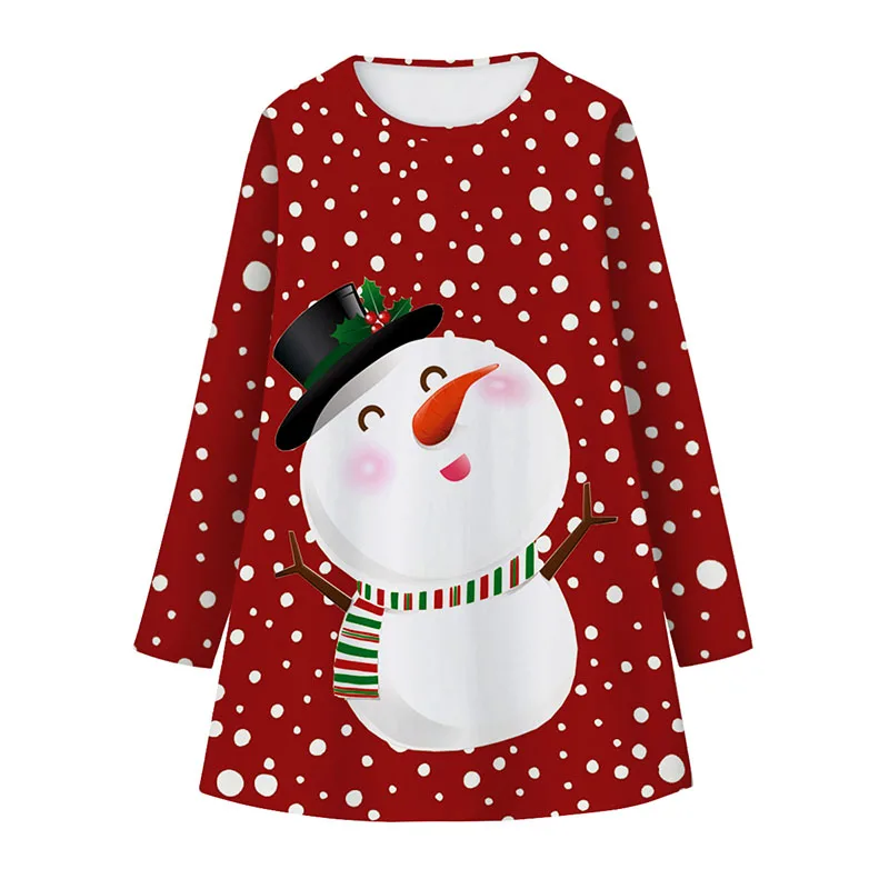 Платье для девочек Детский костюм милое платье с длинными рукавами для малышей г., осенне-зимние вечерние платья со снеговиком и единорогом Красная рождественская одежда 8-12