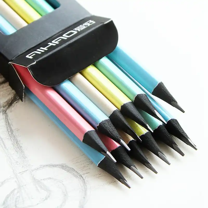 12 pcs/lot 5 color black & pastel pencil wood standard 2b