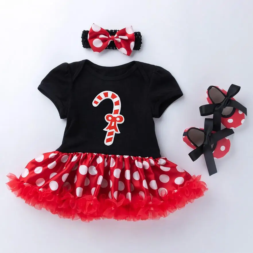 Детские ползунки Одежда для новорожденных блеск My1st Рождество маленьких девочек Санта Hoho торт пачка платье Jumpersuit повязка на голову обувь повязка на голову - Цвет: as picture shown