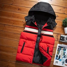 Мужская зимняя куртка без рукавов, мужской пуховый жилет, теплые плотные пальто с капюшоном, дикий классический популярный жилет, тонкий модный панк-топ
