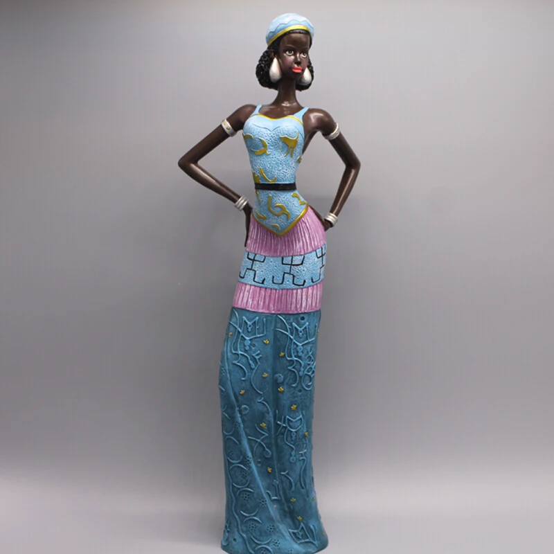 48,5 см африканская женская статуэтка Художественная Скульптура особенность красота женщина персонажи статуя Смола ремесло украшения для дома R3425