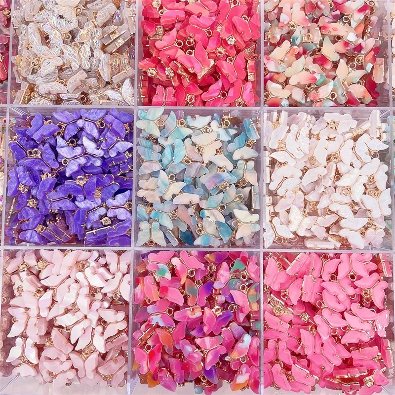 14*14MM Multicolor Acrylic Butterfly Pendant Cute Animal Charm DIY Butterfly Earring Jewelry Making Supplies 10Pcs jewelry charms animal charms acrylic charms