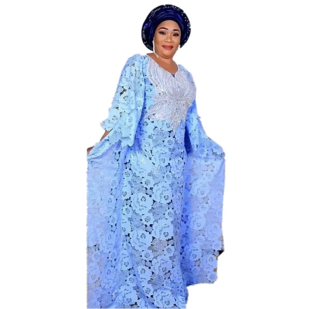 African Dresses for Women Dashiki Lace African Clothes Bazin Broder Riche Sexy Embroidery Sequins Robe Evening Long Dress 2020 02