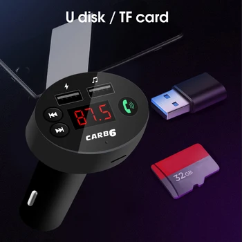 

Voice Display FM Transmitter 12V~24V Car Bluetooth 5.0 Car MP3 Player Handsfree Car Kit TF U disk Dual USB Phone Charger Adapter