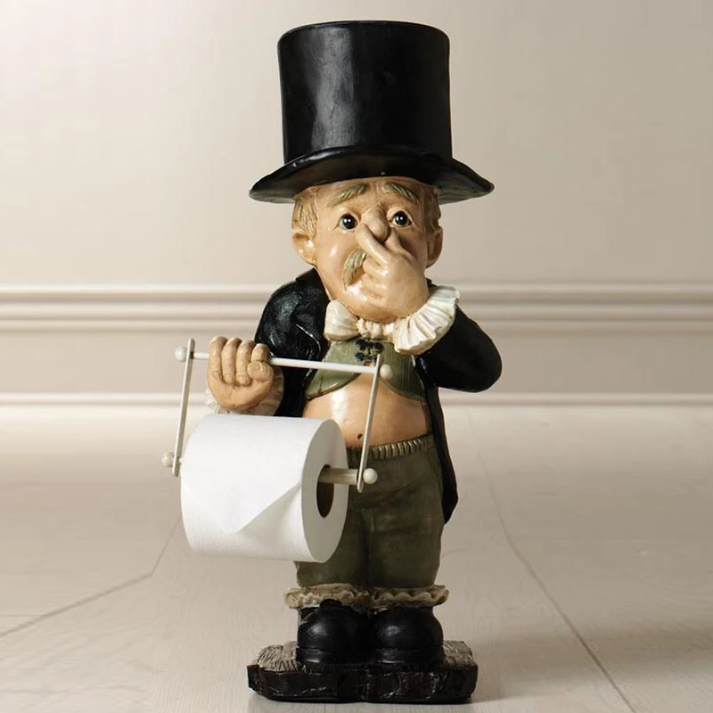 Toilet Butler with Roll Paper Holder Resin Ornament for Bathroom Super Cute In StockPaper