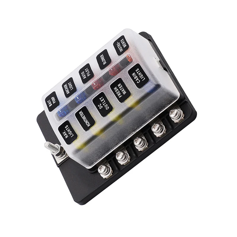 Многоцветный Лезвие предохранителей держатель 12V 32V постоянного тока для автомобиля морской караван Трайк-автомобиль предохранителей с Светодиодный индикатор Предупреждение светильник 6/8/10/12 способ - Цвет: Многоцветный