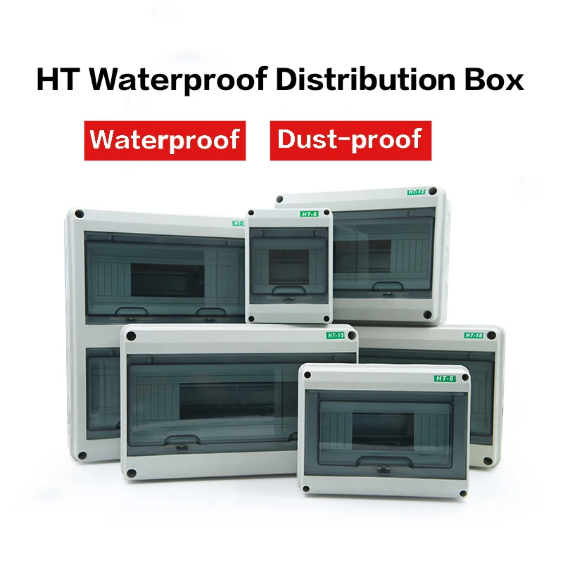 HT Waterproof Series Household illumination Electrical Distribution Box MCB Waterproof Junction Wire Box ABS 5/8/12/15/18/24Ways
