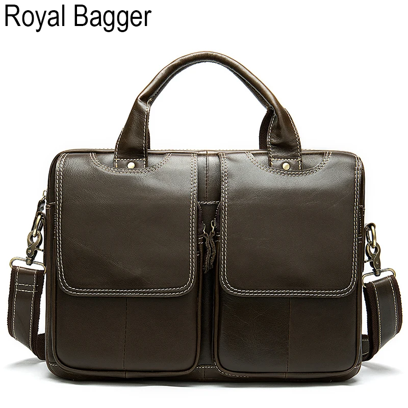 Royal Bagger портфель для ноутбука сумка для мужчин из натуральной коровьей кожи сумка на плечо Европейский Стиль Путешествия - Цвет: Темно-серый