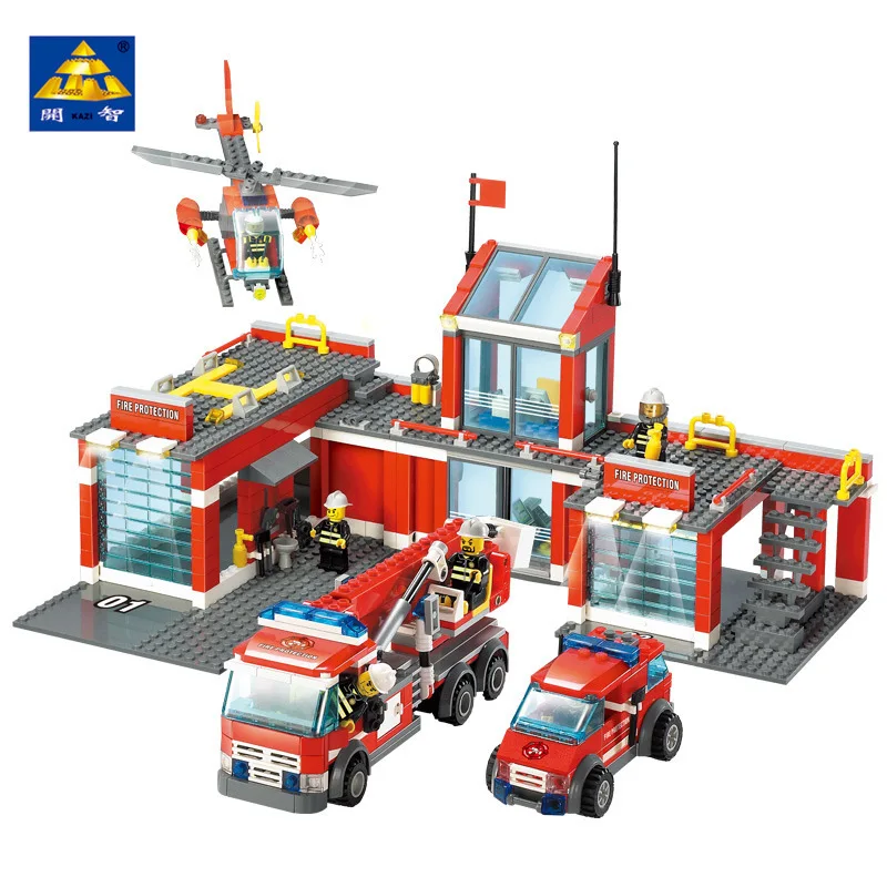 

KAZI 8051 Firefighting Administration Series Educational Assembled Building Blocks Children DIY Toy 5-6-8-Year-Old Doll Toy Fire