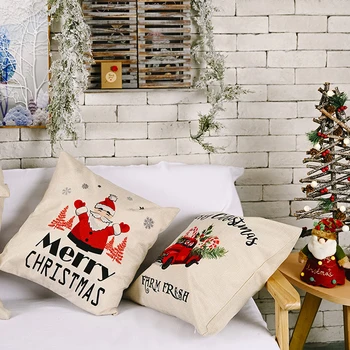 

Decorative 1PC Santa Claus Car Printed Cushion Cover Pillow Christmas Happy New Year Decorative Sofa Cushions Pillowcover