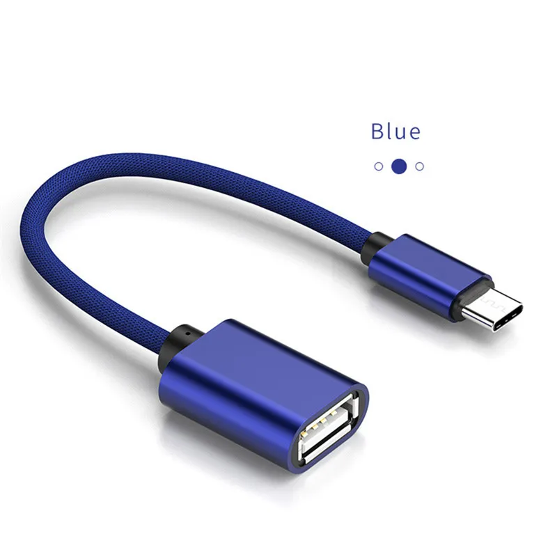 USB OTG Type C to USB Adapter OTG Fast Charging Type-C Charger Data Cable Converter for Macbook Samsung Xiaomi Huawei LG - Цвет: type c blue 05