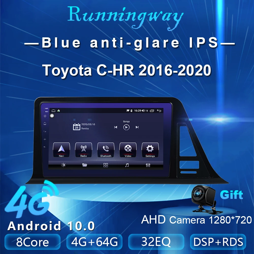 Runningway Android 10 0 5G автомобильный DVD для Toyota C HR CHR 2016 2020 4G + 64G радиоприемник