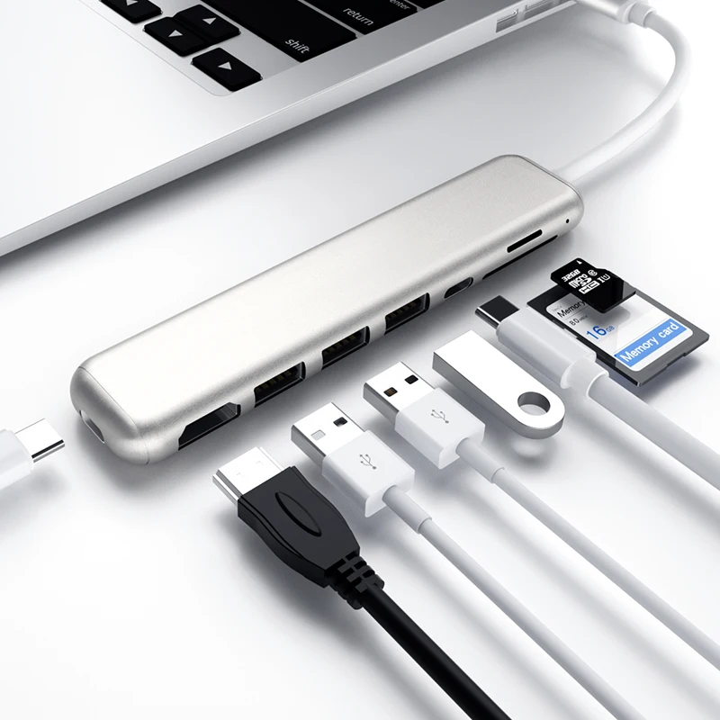 Тип-c usb Thunderbolt 3 концентратор док HDMI SD TF карта портовый концентратор для Macbookpro huawei Sumsung Xiaomi планшет OTG адаптер
