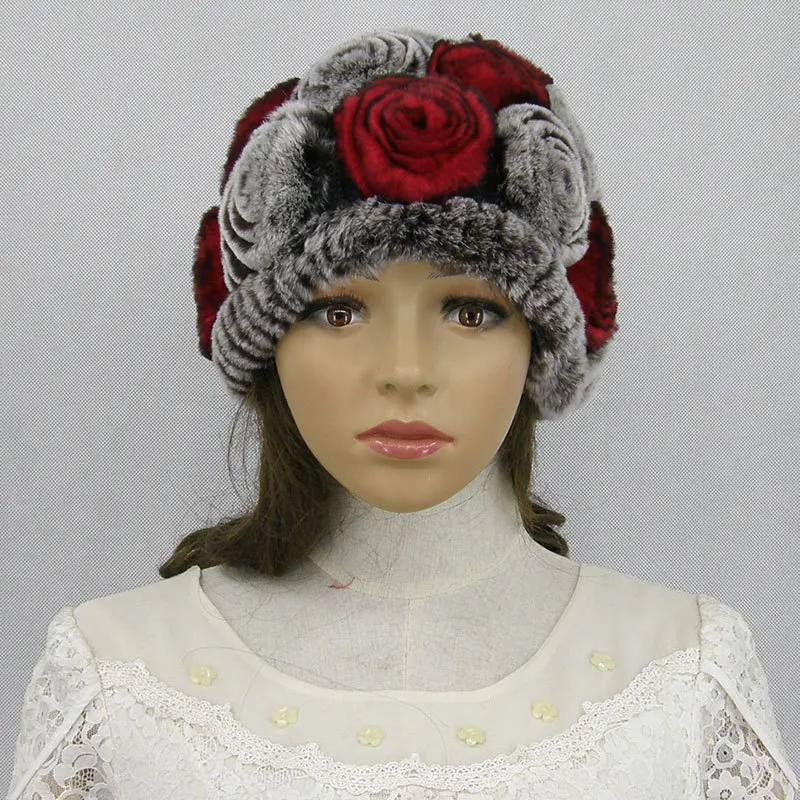 FINEBUD, меховая шапка, женская шапка из кролика Рекс, для женщин, зимняя, высокое качество, женские меховые шапки, шапочки, зимние, русские, теплые шапки, шапочки - Цвет: Multicolor 10
