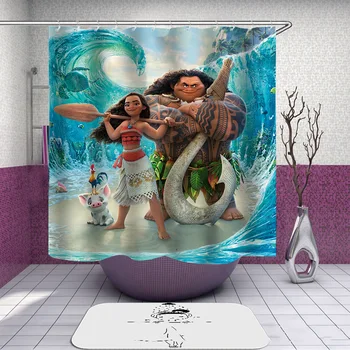 

Moana 3D Print Shower Curtain Polyester Fabric Bathroom Curtain Waterproof Hook Bath Curtain