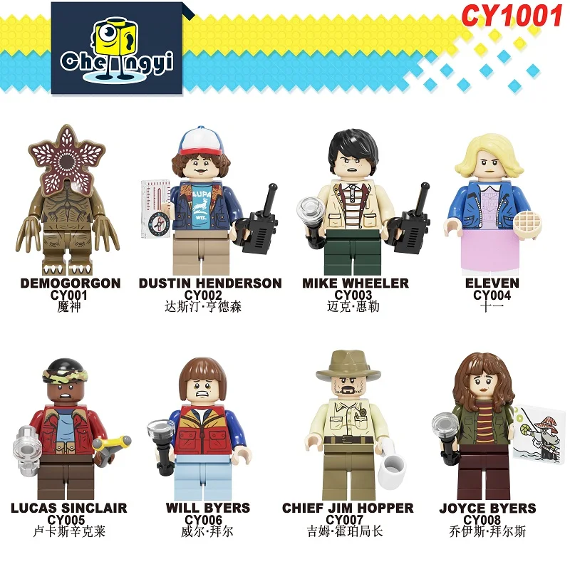 

CY1001 juguetes Stranger Things Demogorgon Dustin Henderson Mike Wheeler Eleven Figures Building Blocks For Children Gift Toys