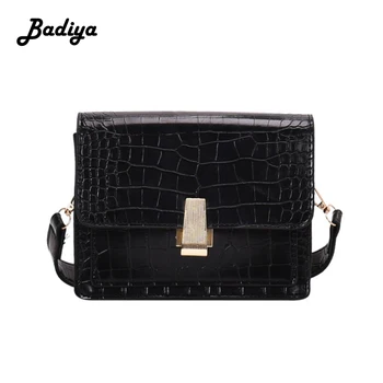 

Fashion Crocodile Pattern Women Shouder Bags Designer Brand Wide Strap Handbags Luxury PU Leather Crossbody Bag Small Flap Bag