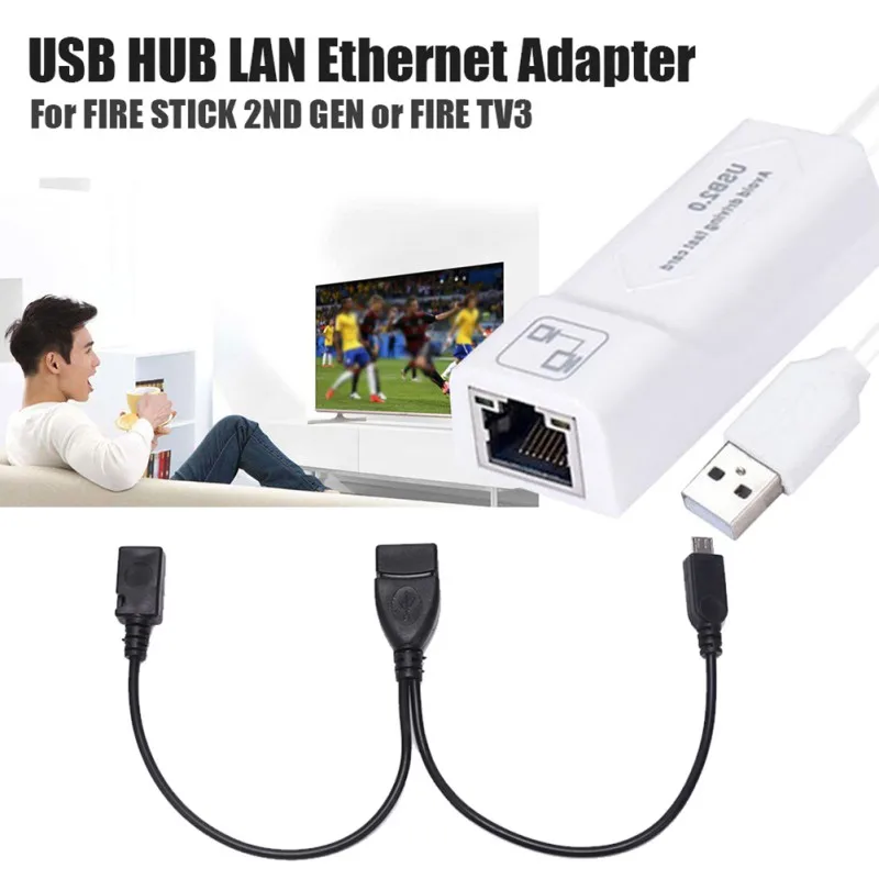 USB LAN Ethernet адаптер уменьшает буферизацию для 2 го поколения Amazon Fire TV Stick Plug And Play Sticks