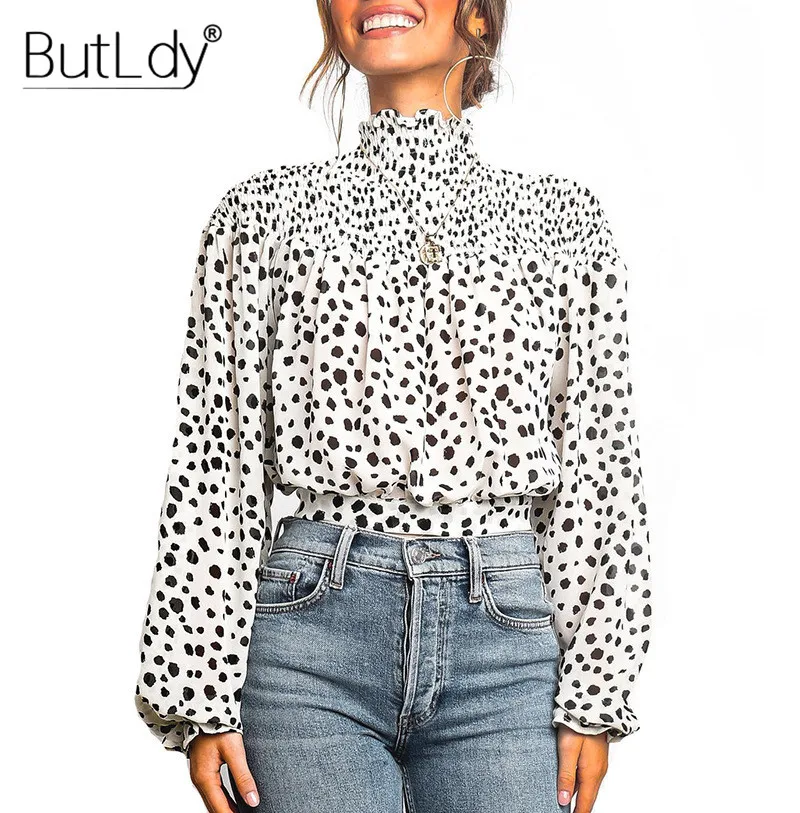 

Ruffle Pleated Turtleneck Women Shirts Print Floral Long Lantern Sleeve Blouse Shirt Autumn 2019 Fashion Boho Ladies Tops