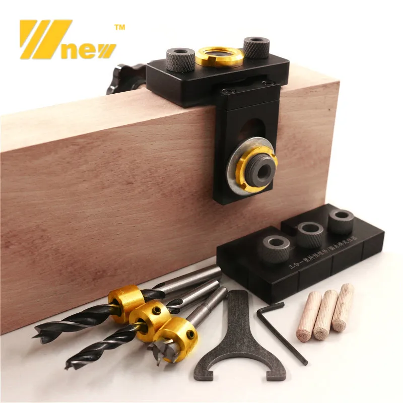 Woodworking Pocket Hole Jig 3 In 1 Adjustable Doweling with 8/15mm Drill Bit for Drilling Guide Locator Puncher DIY Tools | Инструменты