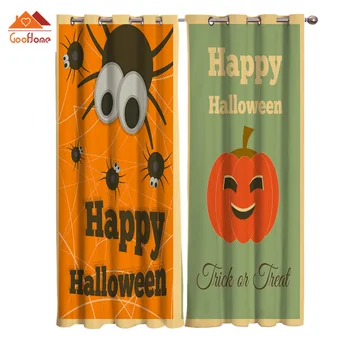 

Happy Halloween Window Curtains Living Room Outdoor Fabric Drapes Curtain Home Decor